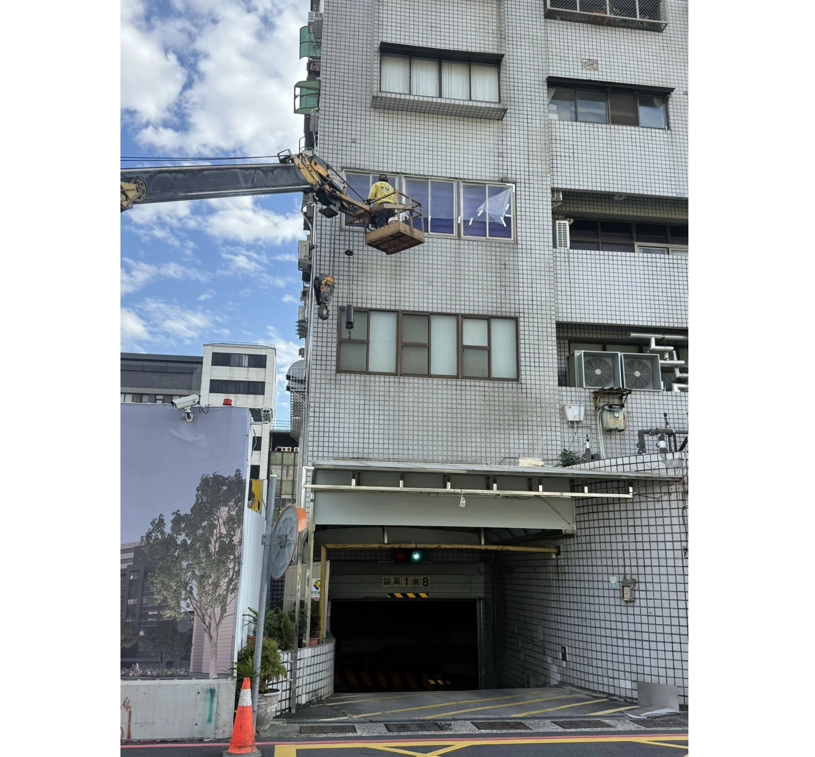大樓磁磚外牆防水工程施工前