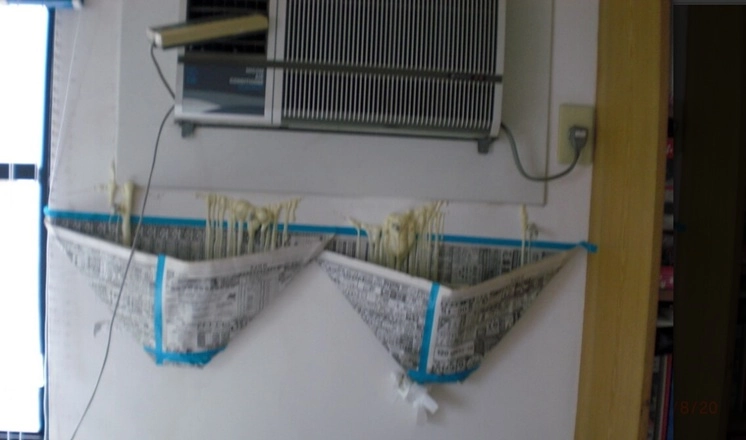 冷氣窗滲漏水抓漏施工中